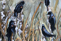 A Chorus of Blackbirds - 11 by 14 acrylic - sold