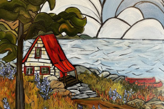 Lupin Cottage 24x24 - available at MacMillanGallery Parksville BaysideResort $235