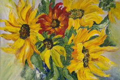 Sunflowers 12 by 16 acrylic - sold