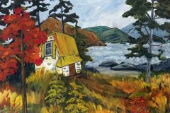 Cottage Up Island 36 by 36 acrylic - sold