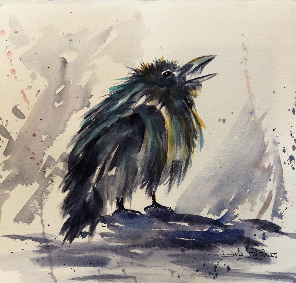 Baby Crow, Deb Peters Painting of Crow